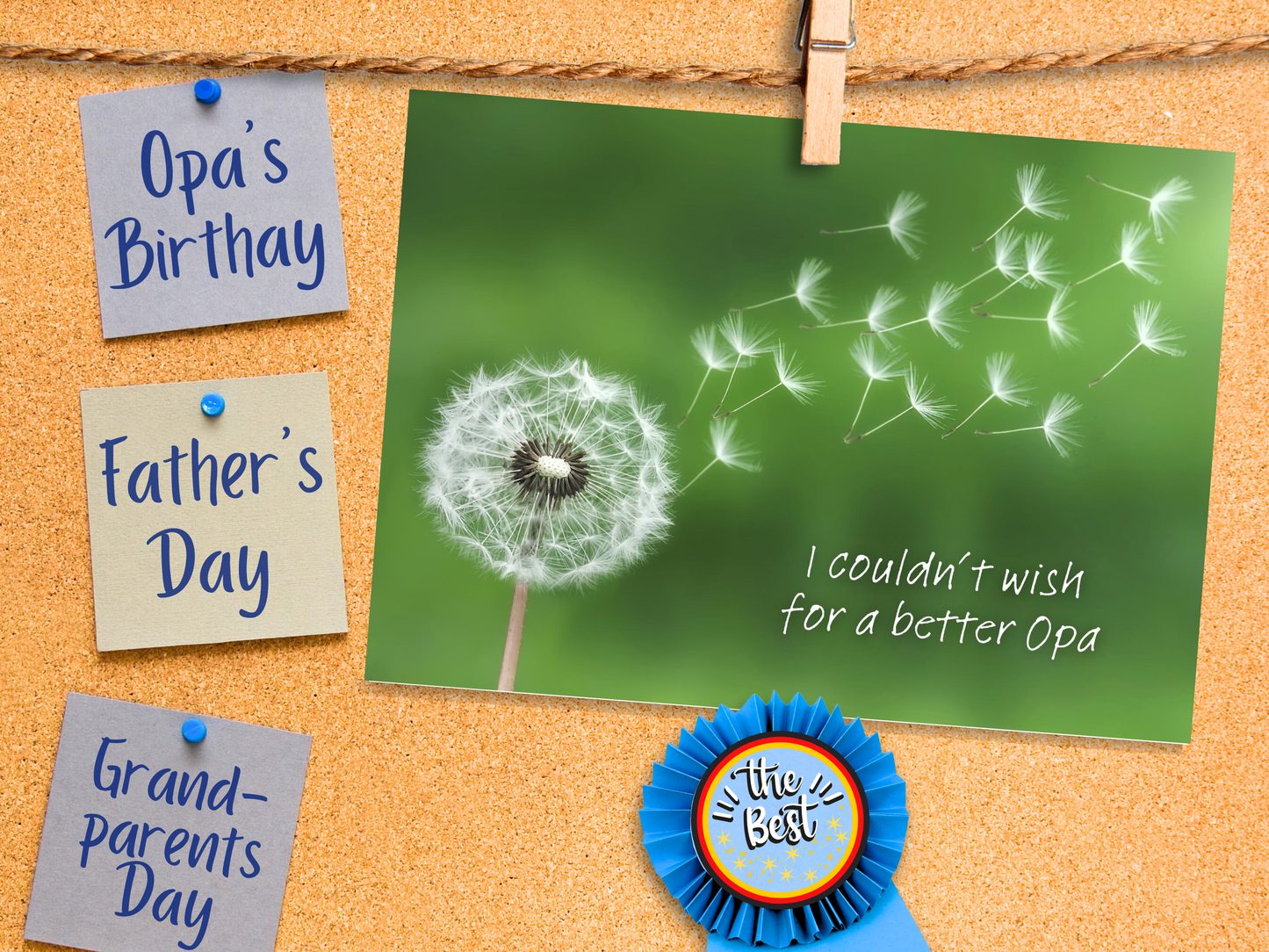 "I couldn't wish for a better Opa" German greeting card