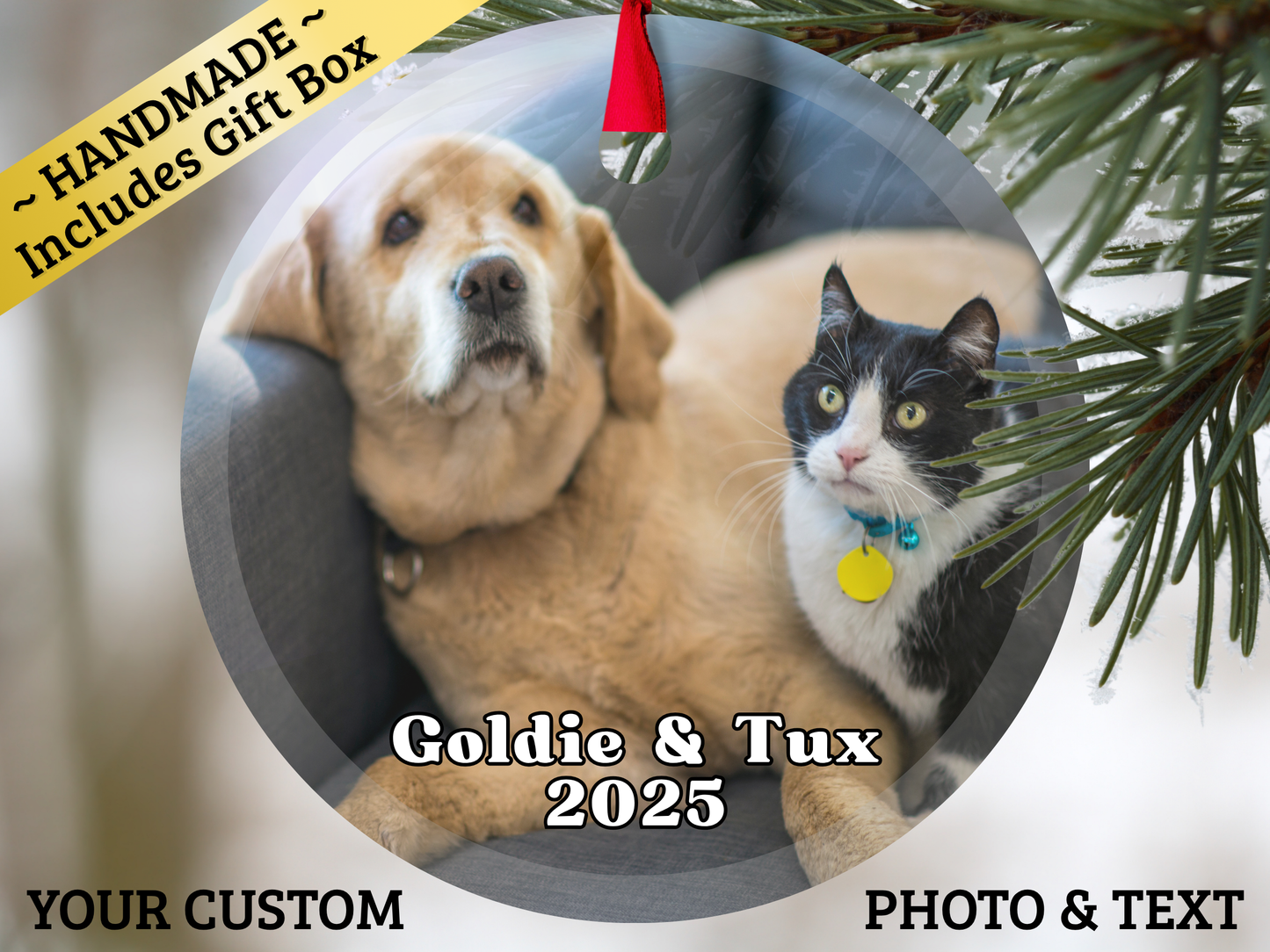 Your Custom Photo glass ornament with gift box