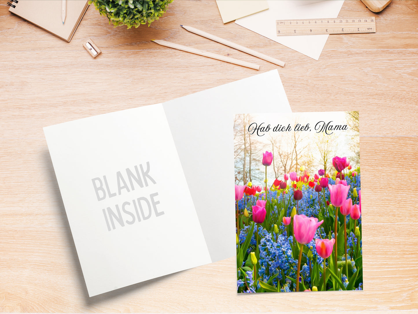 "Hab dich lieb, Mama" German greeting card for Mom