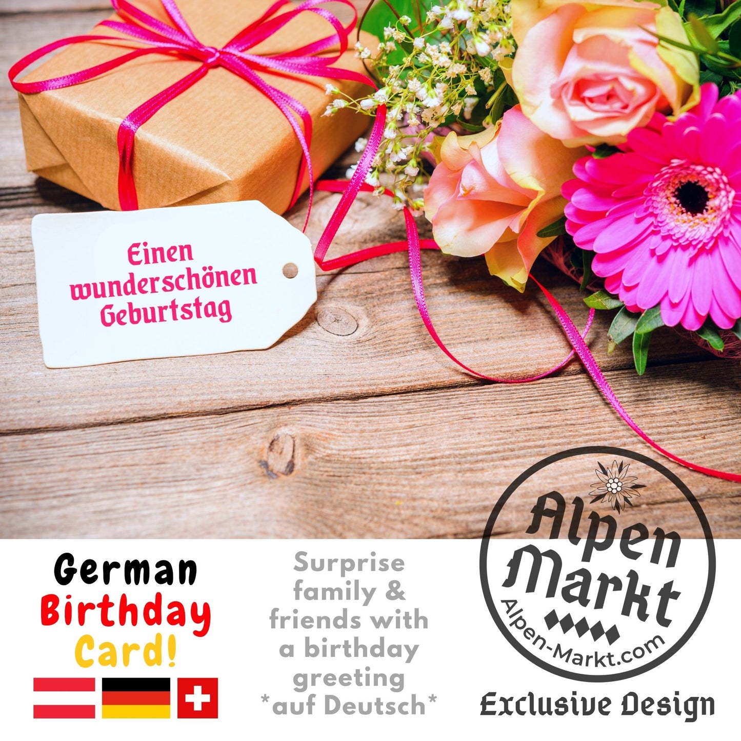 Classic Bouquet German Birthday "Geburtstag" Greeting Card