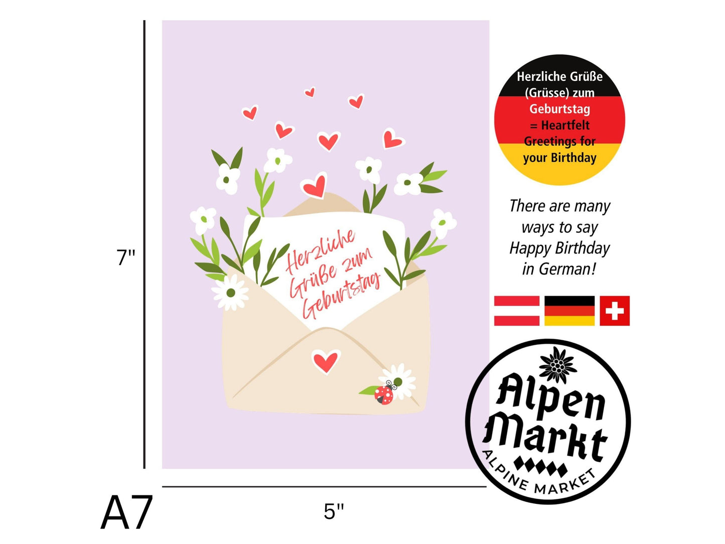 Happy Greetings German Birthday "Geburtstag" Greeting Card