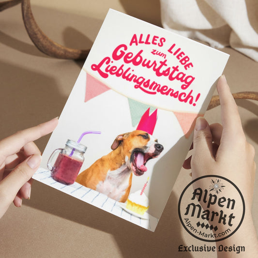 Party Dog German Birthday "Geburtstag" Greeting Card