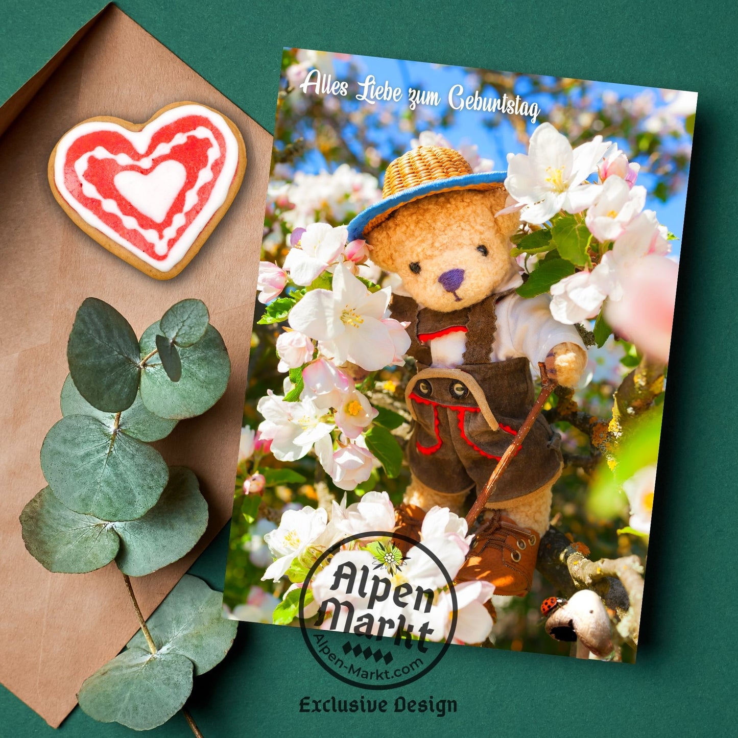 Teddy Bear with Lederhosen German Birthday "Geburtstag" Greeting Card