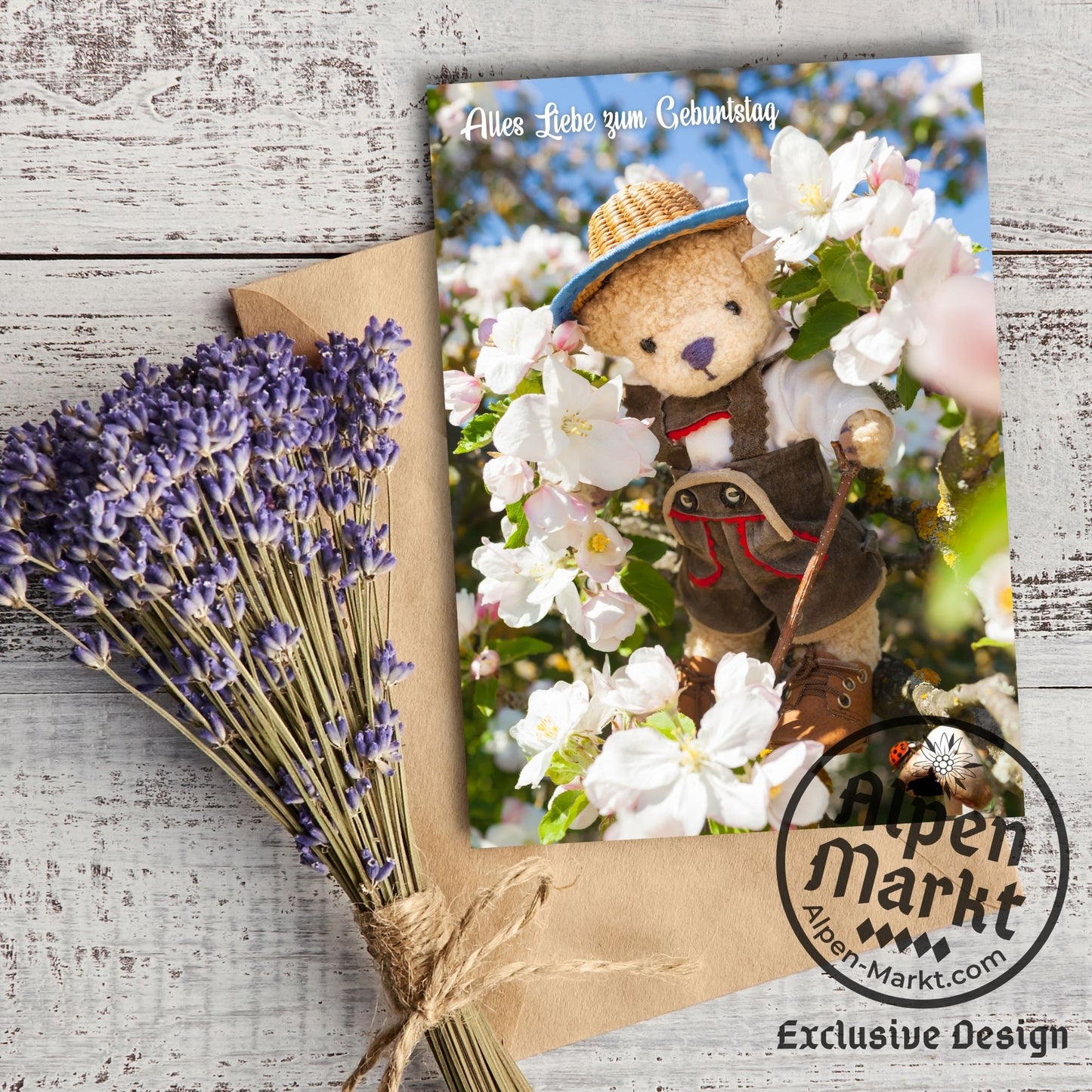 Teddy Bear with Lederhosen German Birthday "Geburtstag" Greeting Card