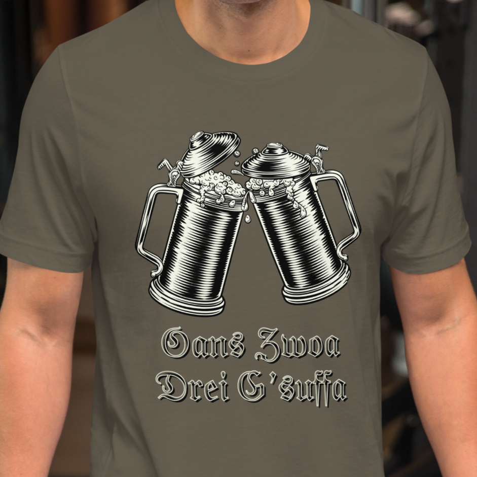 1 2 3 Gsuffa (Drink) beer shirt with a line from your favorite Oktoberfest chant