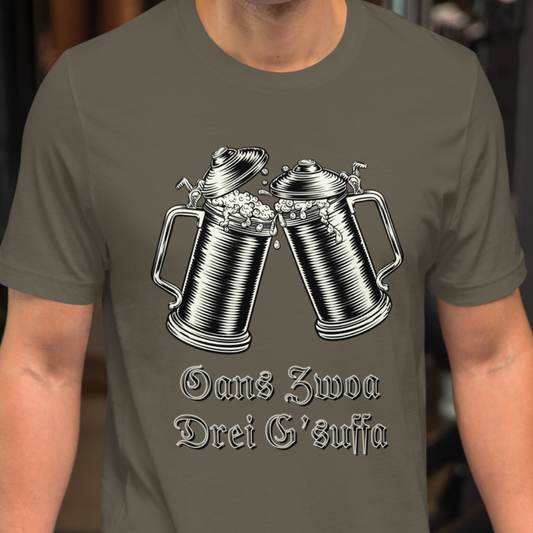 1 2 3 Gsuffa (Drink) beer shirt with a line from your favorite Oktoberfest chant