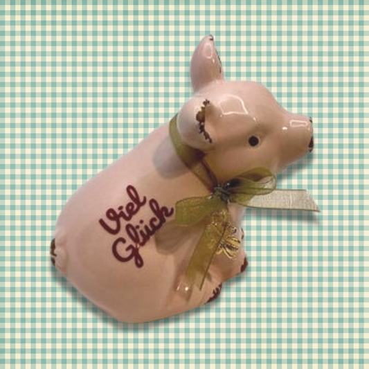 Ceramic Sitting Pig - Viel Glück – Good Luck
